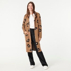 Jcrew Ella open-front long sweater-blazer in leopard